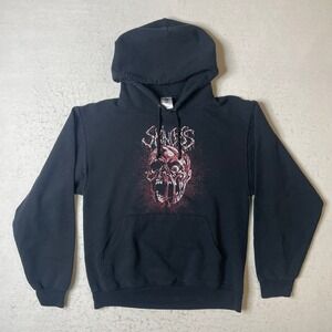 Skinless Feed the Meat Grinder Skull Graphic Hoodie Black Jerzees Size S